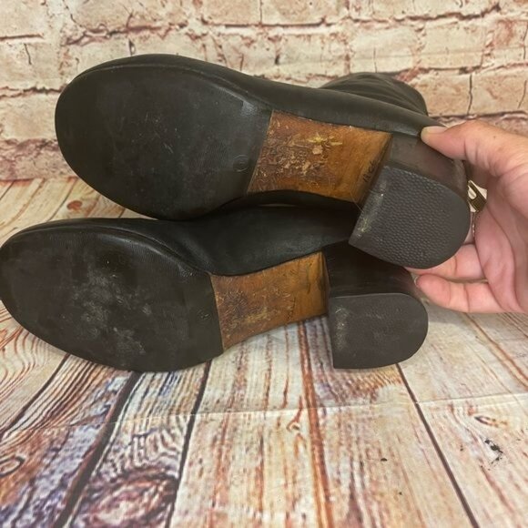 Acne Studios Black Leather Ankle Boots w/ Chunky Heels Size 38 US 8 - Picture 6 of 6